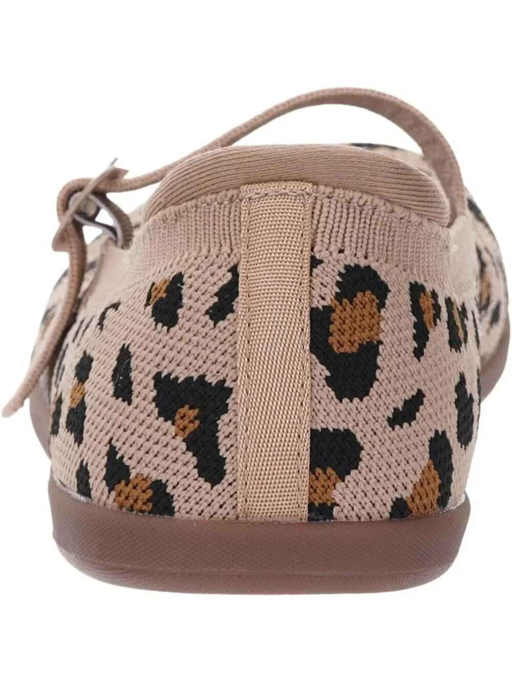 Women's Leopard Barefoot Mary Jane Flats Knit Adjustable Straps Shoes
